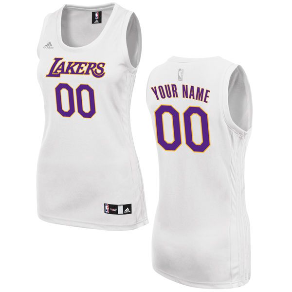 Women Los Angeles Lakers Adidas White Custom Fashion NBA Jersey->customized nba jersey->Custom Jersey